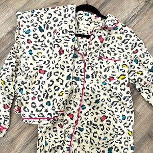 Leopard Print Button up Linen Pajamas